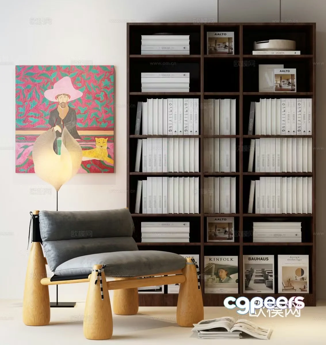 Modern bookcase Italian bookcase Modern leisure chair Modern lazy sofa Italian bookcase 3d model