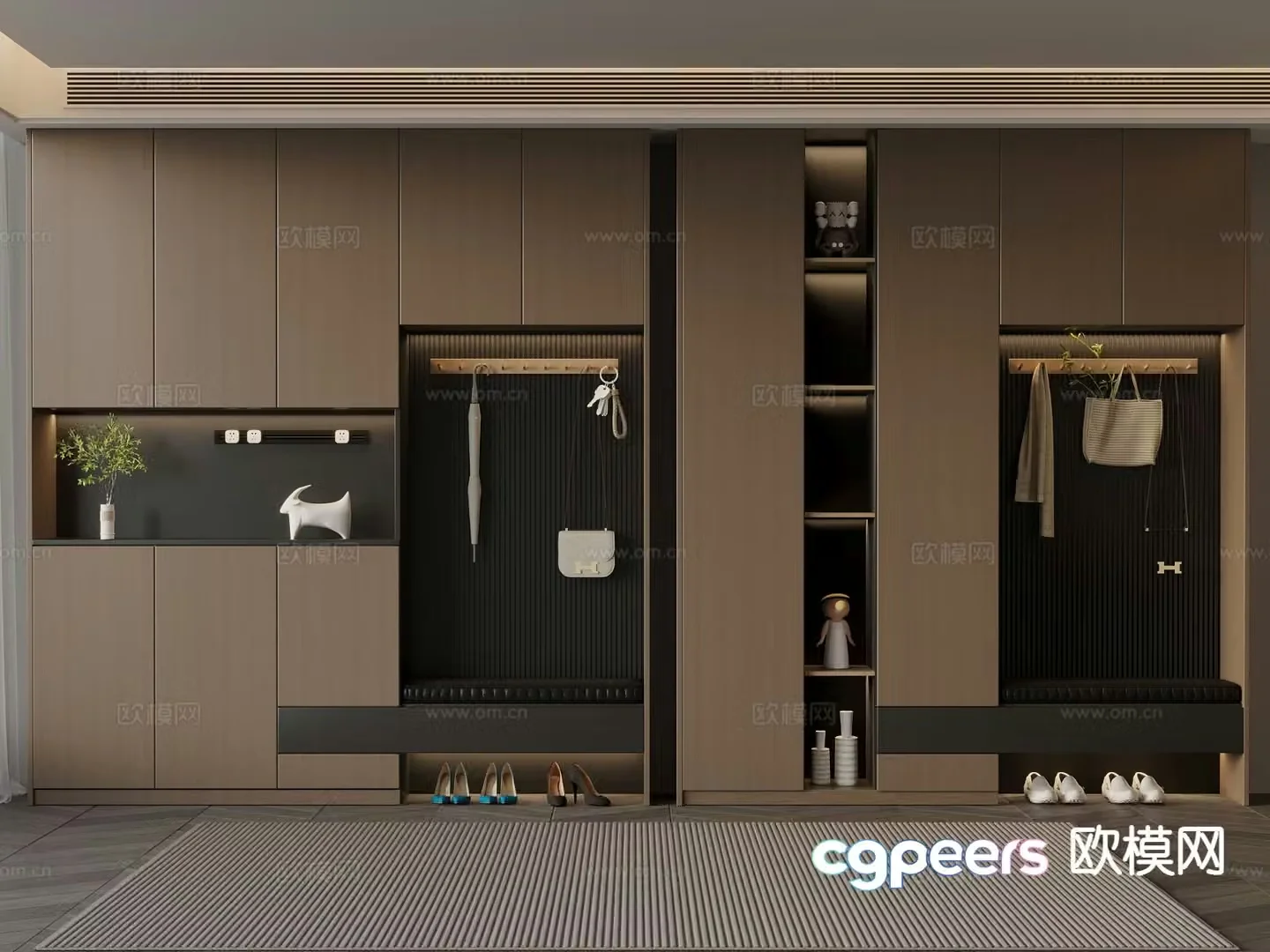 Italian style entrance shoe cabinet 3D model