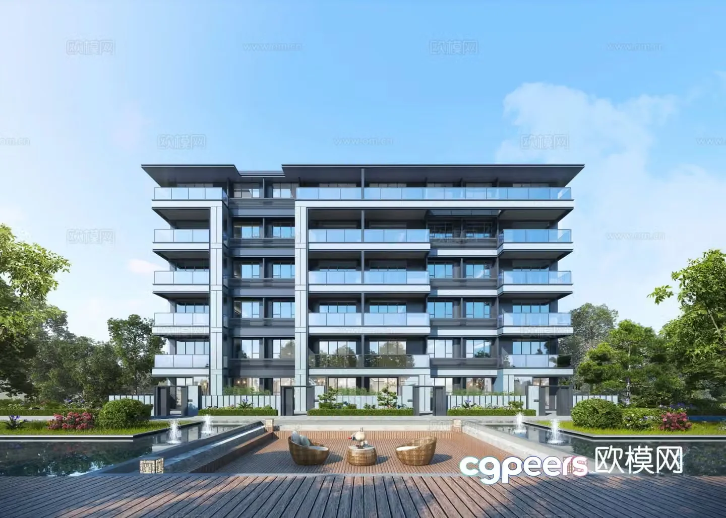 Multi-storey house Multi-storey office building exterior 3D model