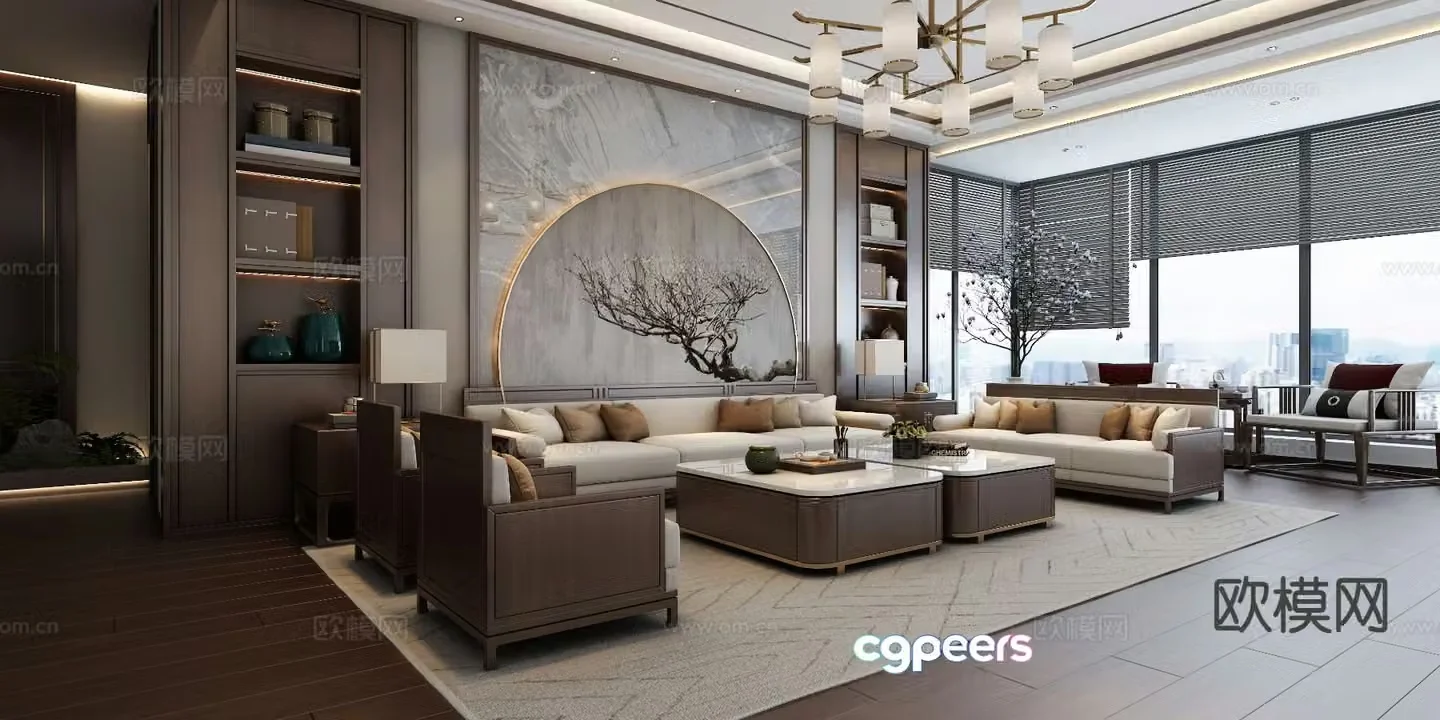 New Chinese style living room 3d model