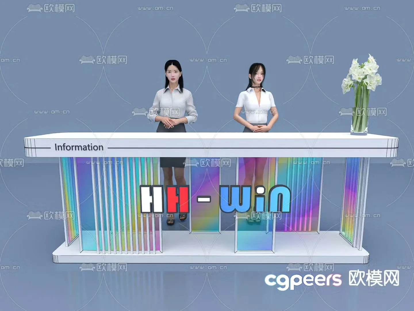 Front desk reception desk service desk 3d model