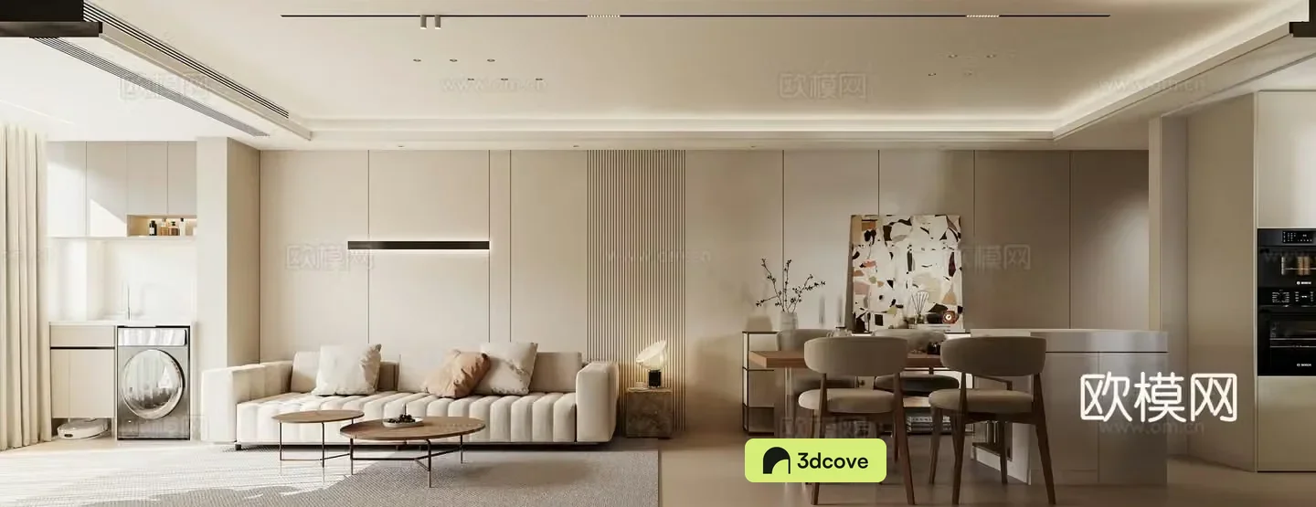 Modern living and dining room