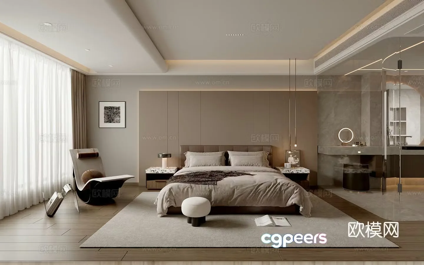 Modern suite bedroom 3d model