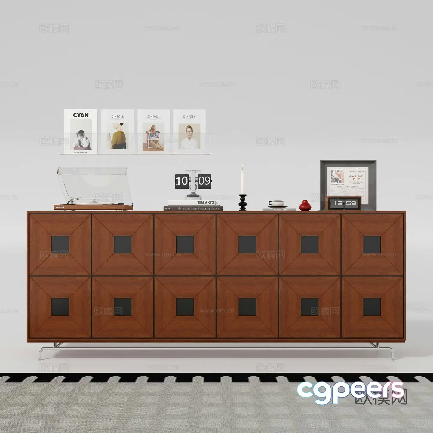 Middle-aged side cabinet 3D model of entrance cabinet