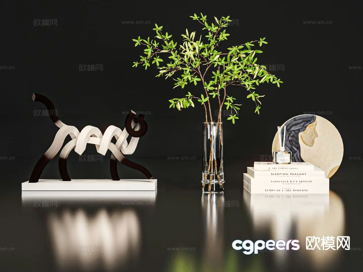 Modern jewelry ornaments books vase 3d model