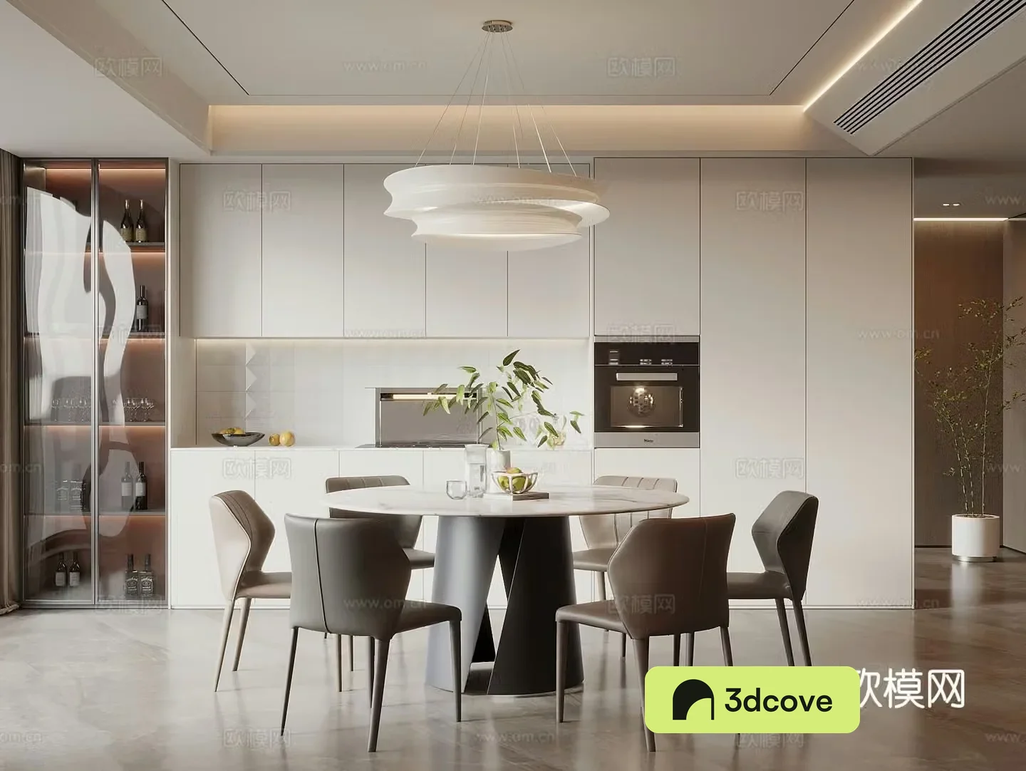 Modern cream style restaurant dining table and chair combination restaurant chandeliers wine cabinet sideboard