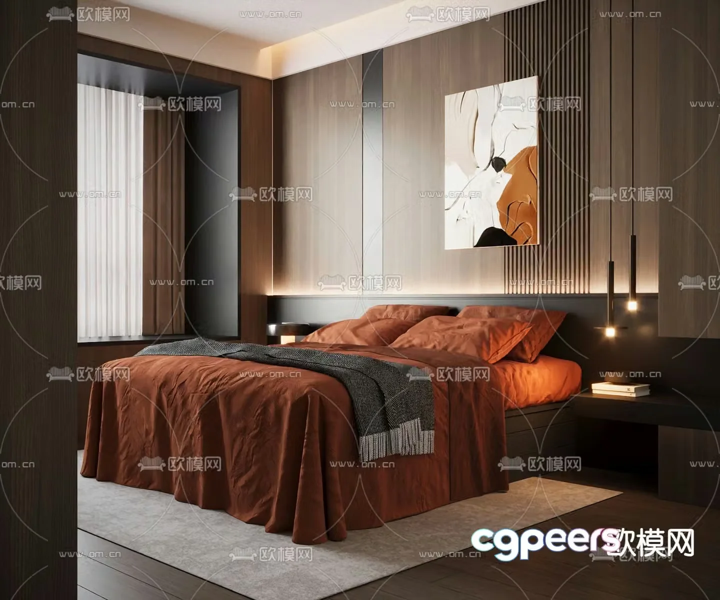 Italian double bed 3d model