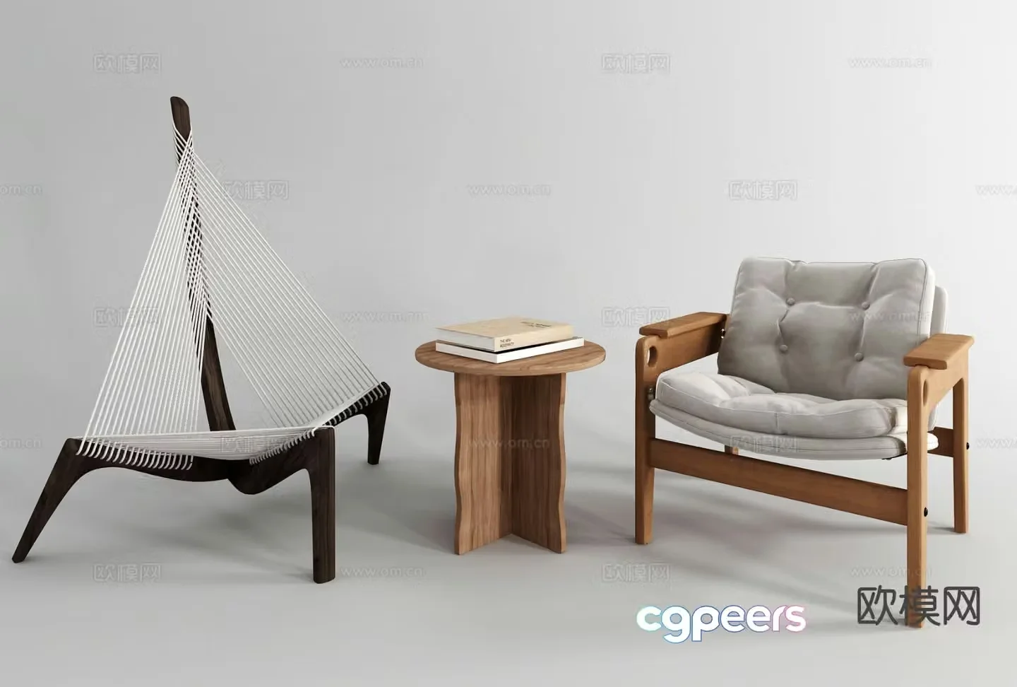Wabi-sabi style leisure chair 3d model