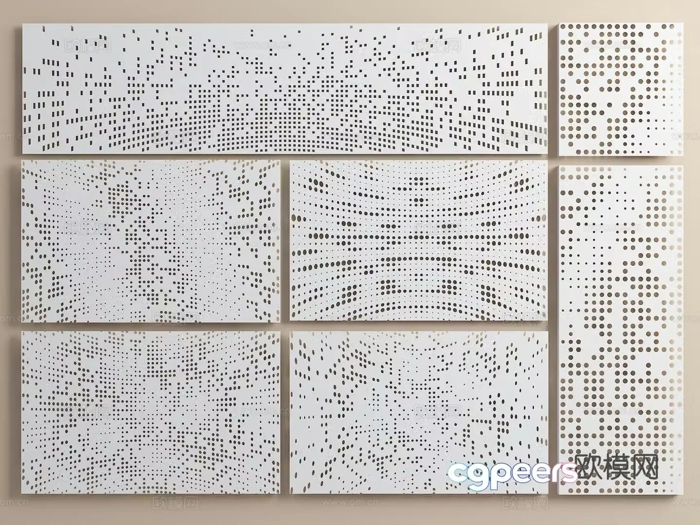 Modern perforated background wall Gradient orifice plate Gradient punching plate Perforated aluminum plate Gradient 3D model