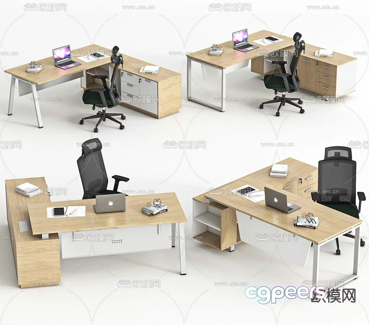 modern desk post workstation 3d model