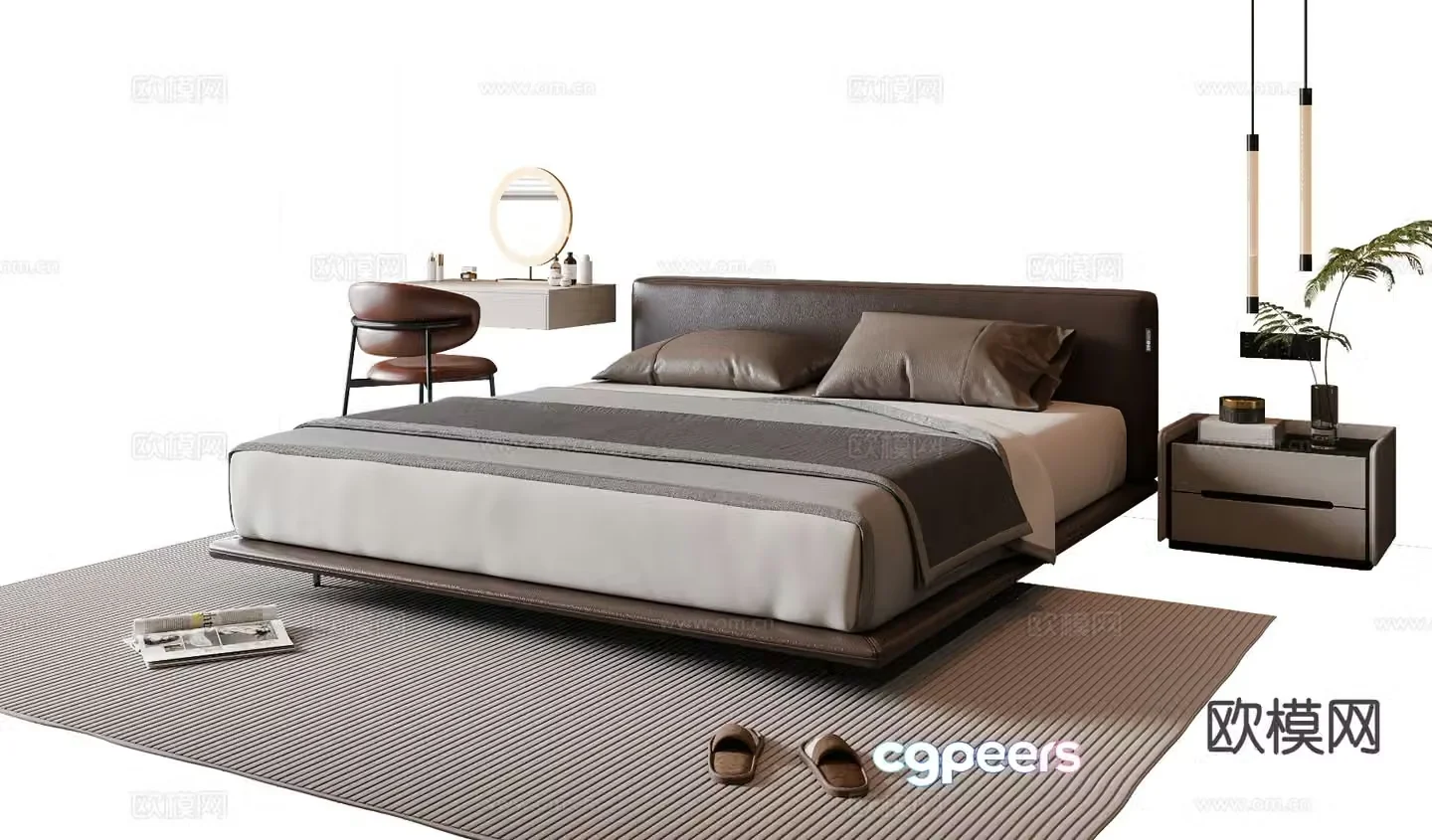 Italian double bed 3d model