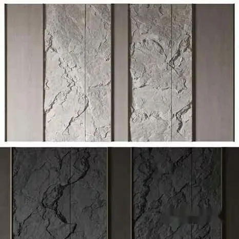 A Gray Wall With A Textured Pattern 3D Model – 12990 – VRAY Render