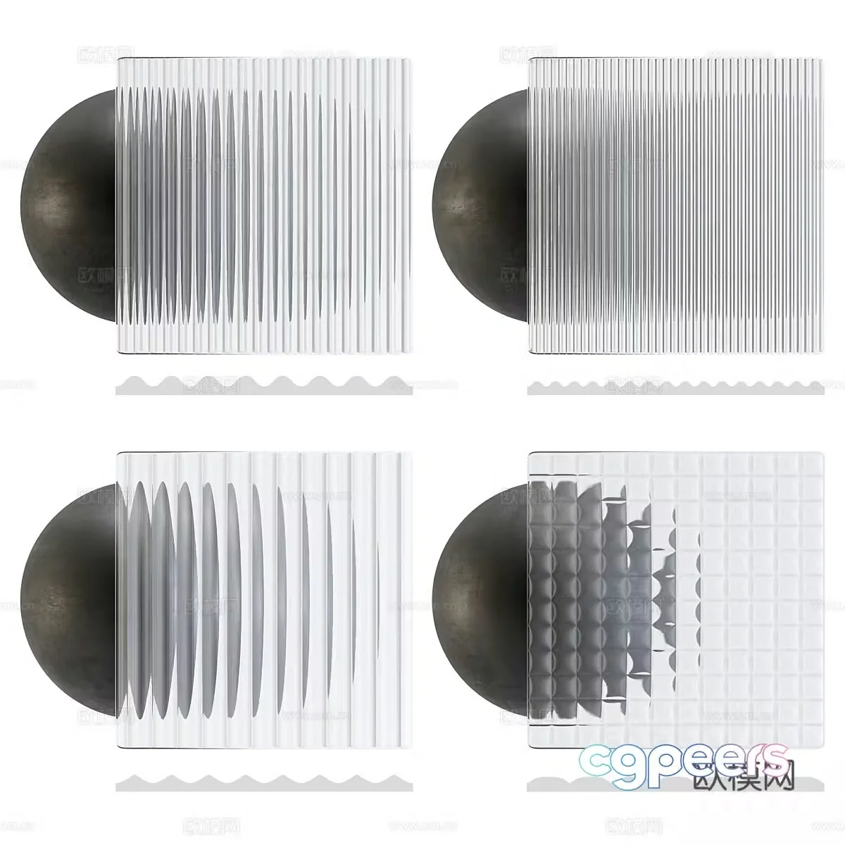 Modern ribbed glass 3d model