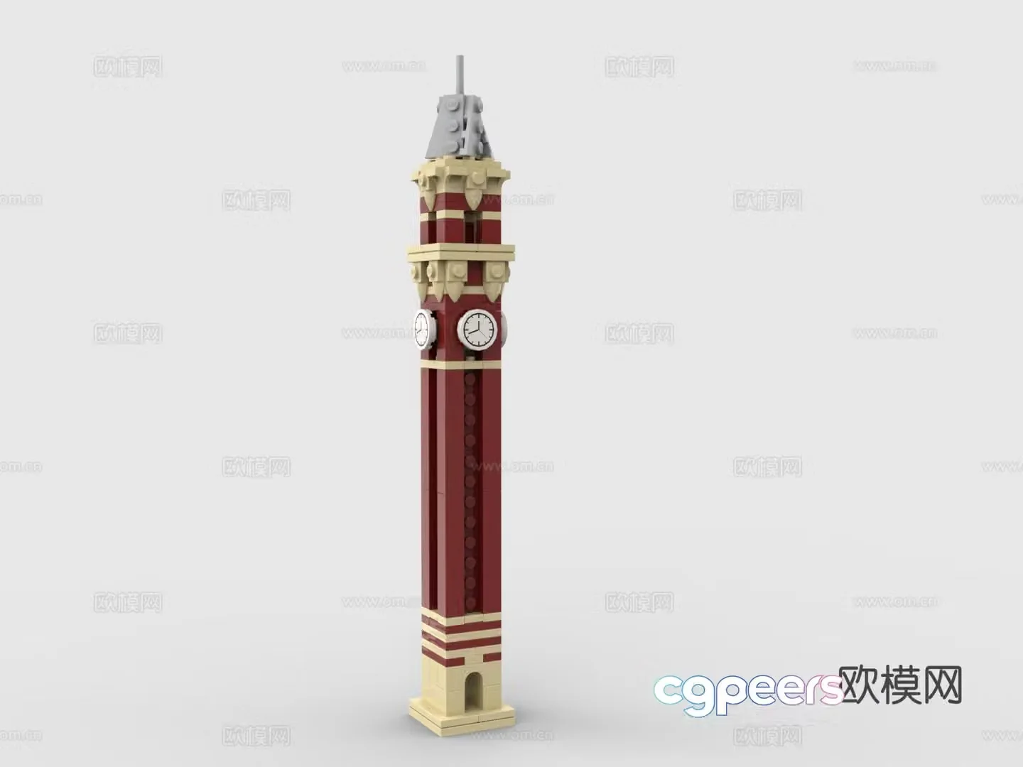 LEGO building block toy clock tower 3d model