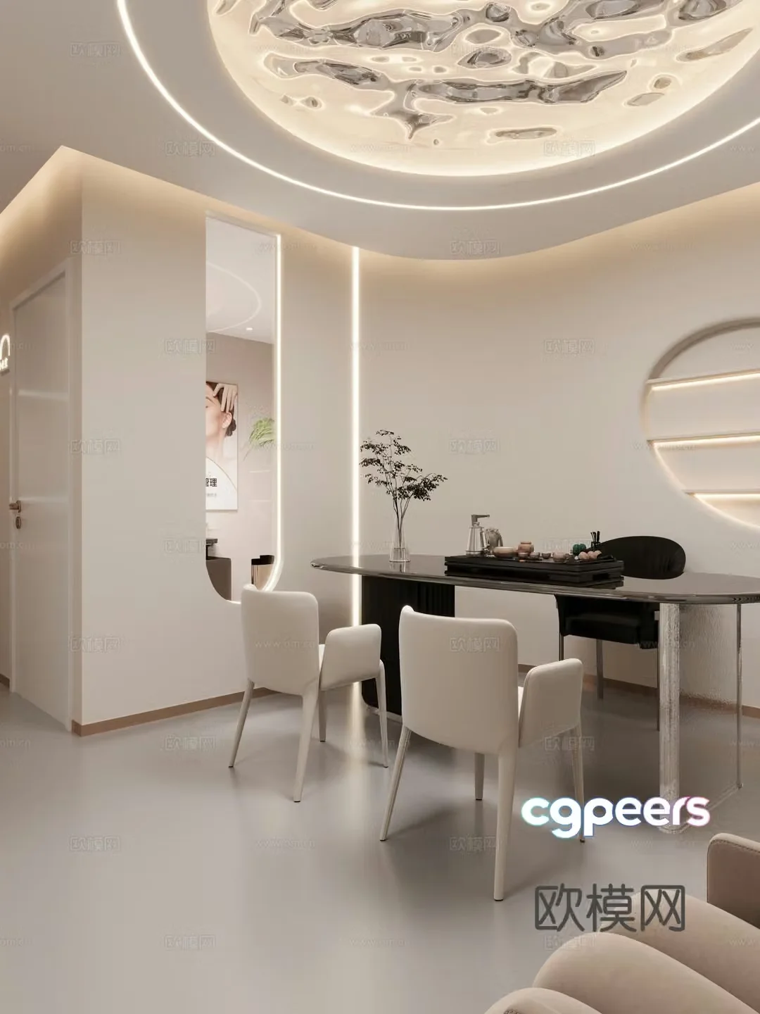 Modern Beauty Salon_Modern Beauty Salon Bar Reception Desk Ornament Recreation Area 3D Model 3D Model
