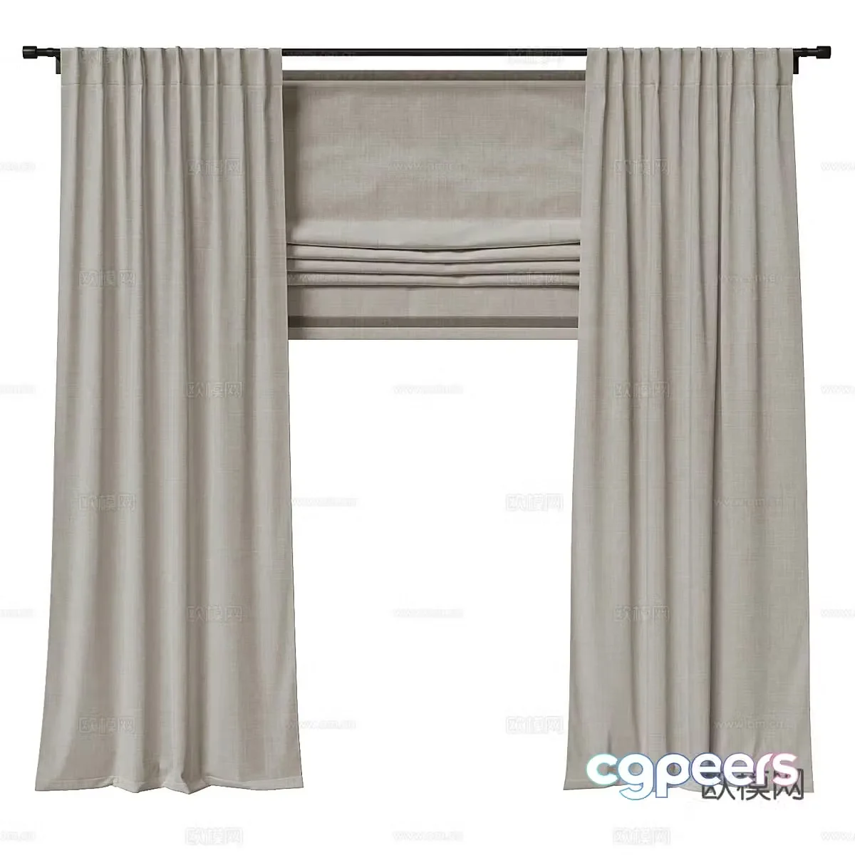 Modern curtains window screen 3d model