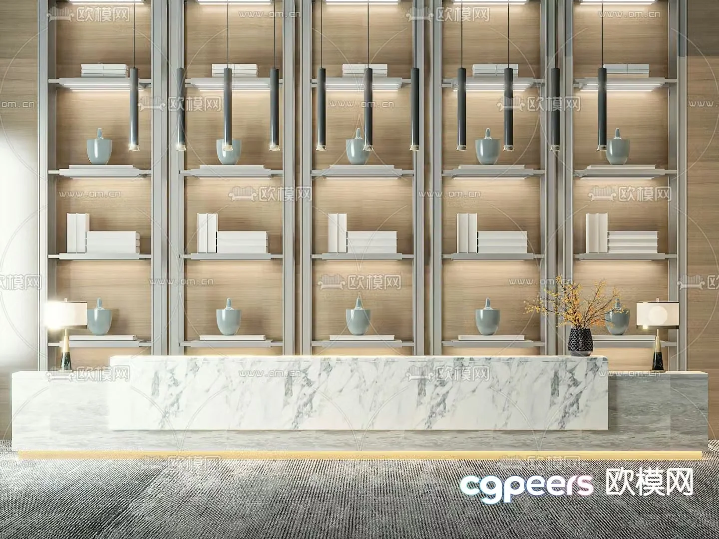 Modern front desk reception desk cashier 3d model