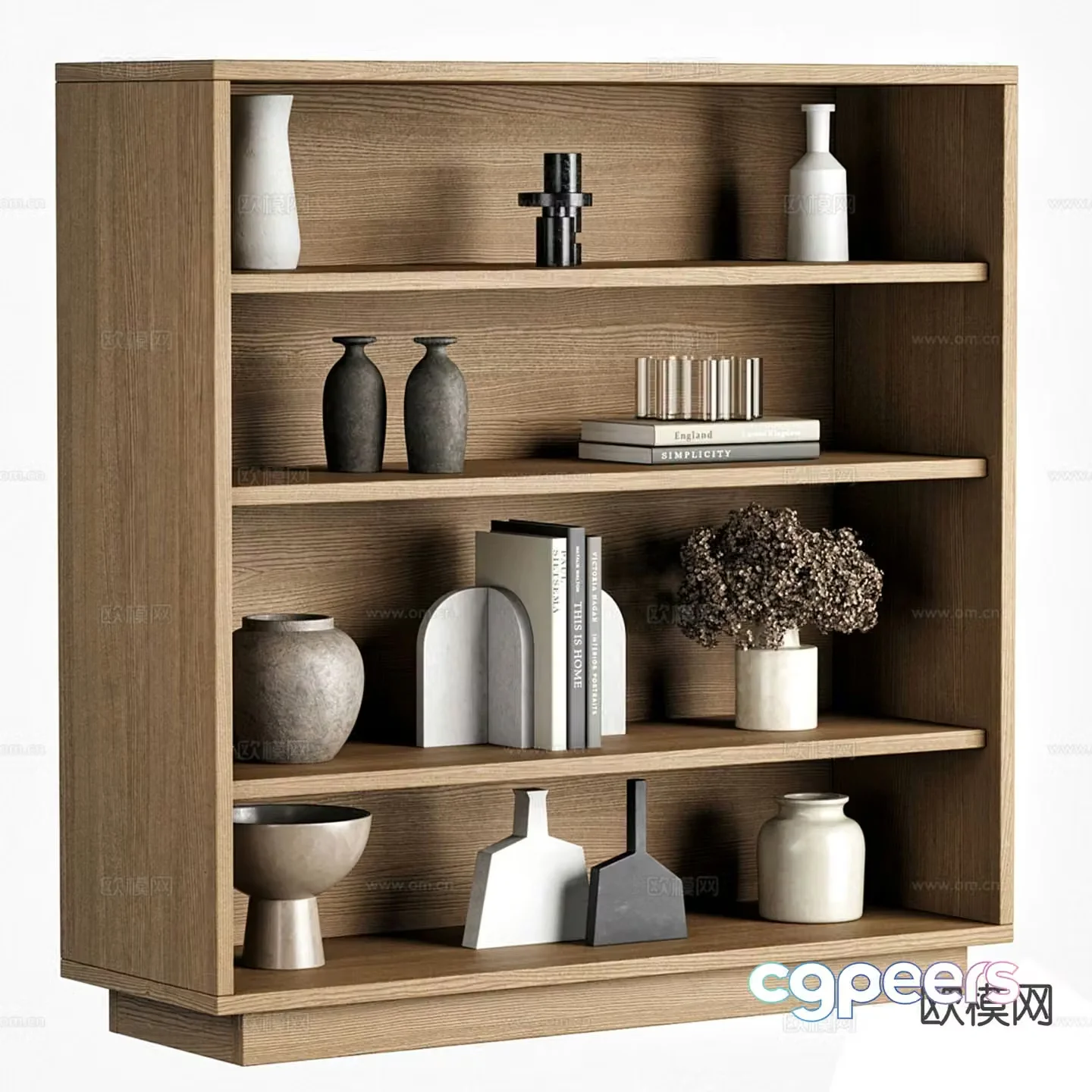 Wabi-sabi decorations vase books 3d model