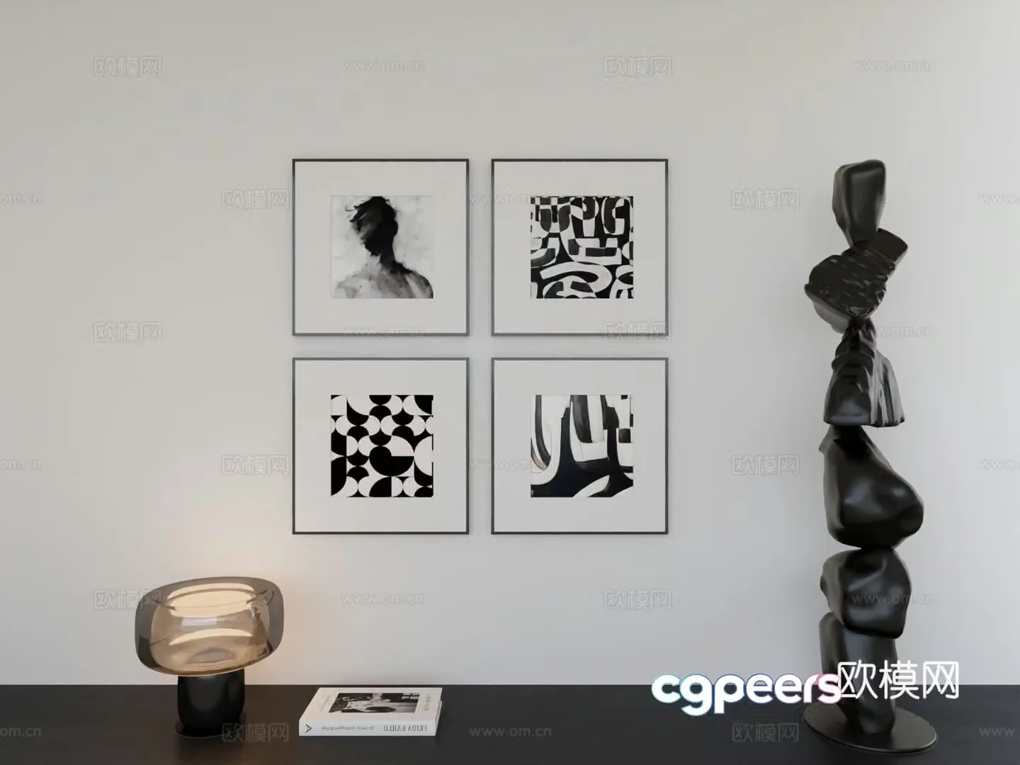 Modern minimalist hanging painting minimalist array hanging painting 3D model