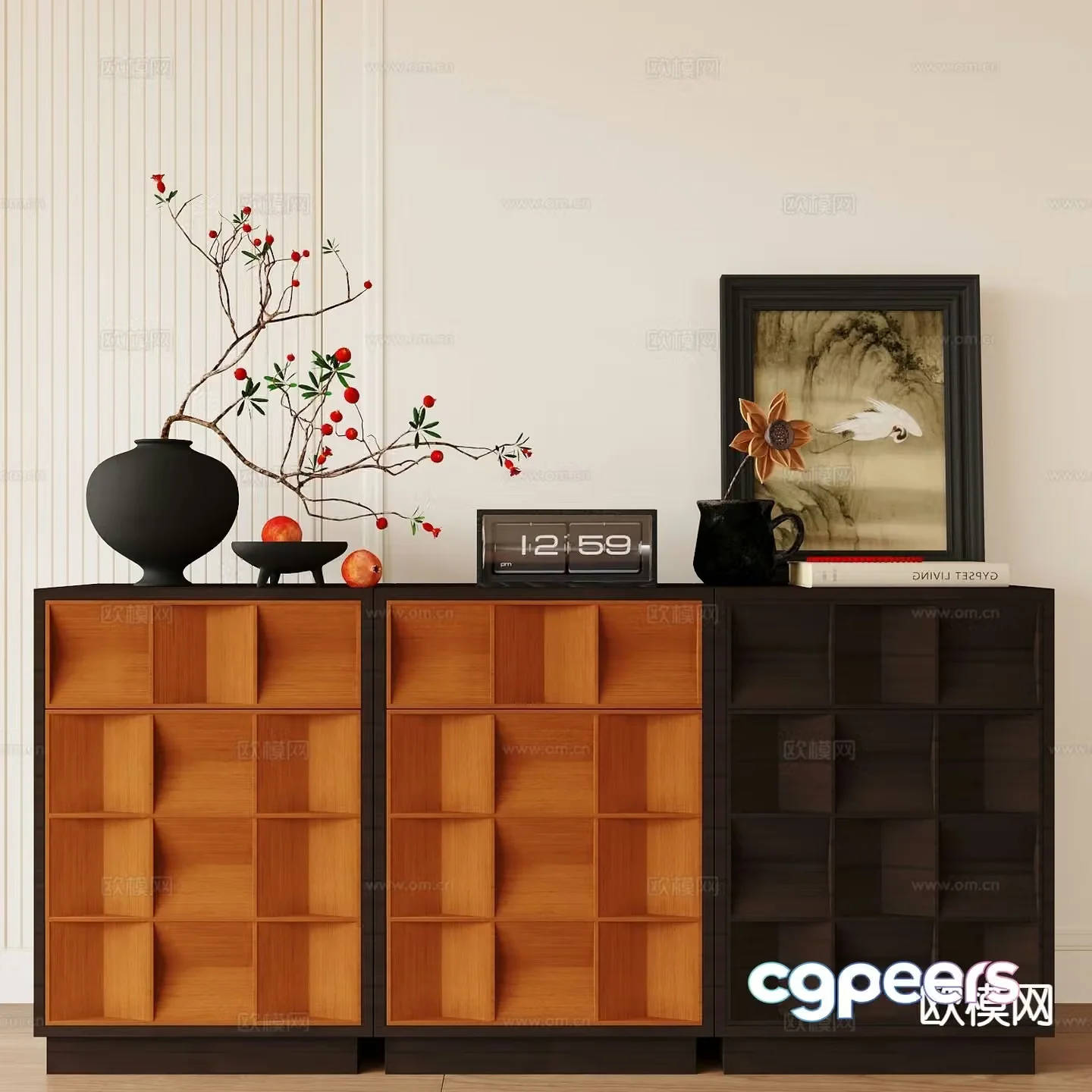 Medieval style entrance cabinet and side cabinet 3D model