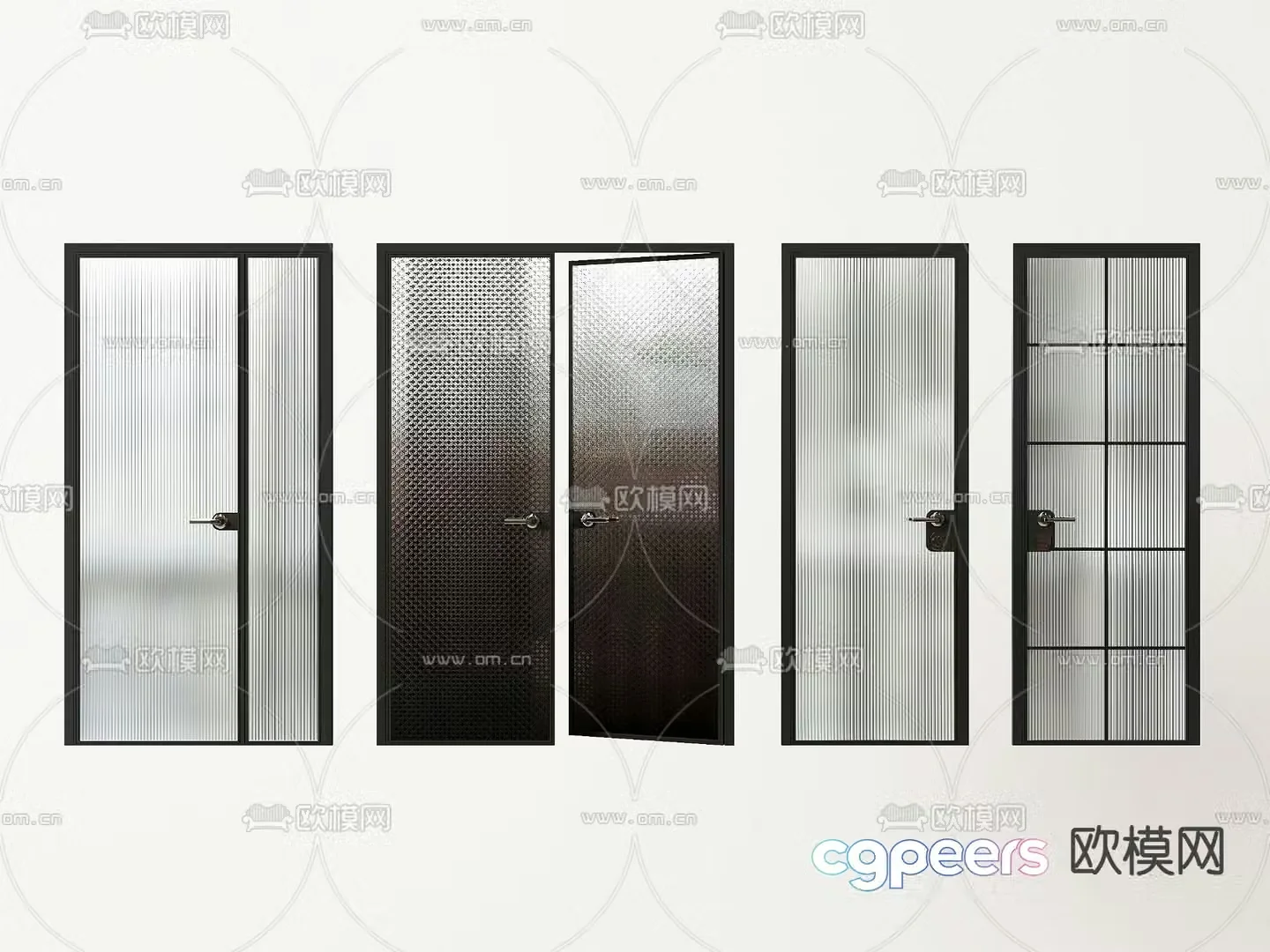 Kitchen door Bathroom door Glass double-open door 3D model