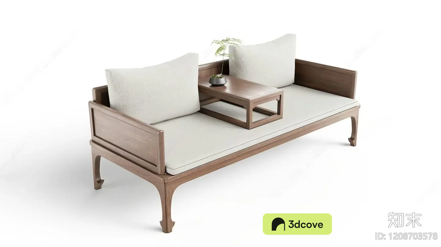 A Wooden Couch With A Table