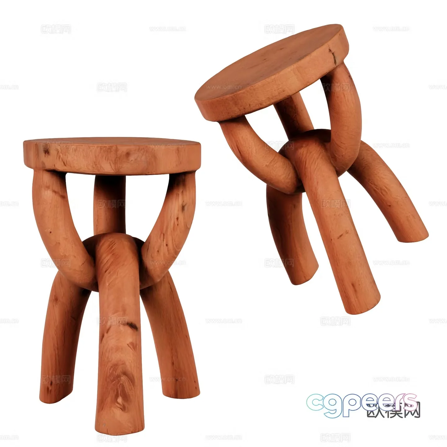 Wasabi log ornament decorative stool 3D model