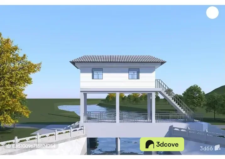 The Main Subject Is A White Building With A Tiled Roof