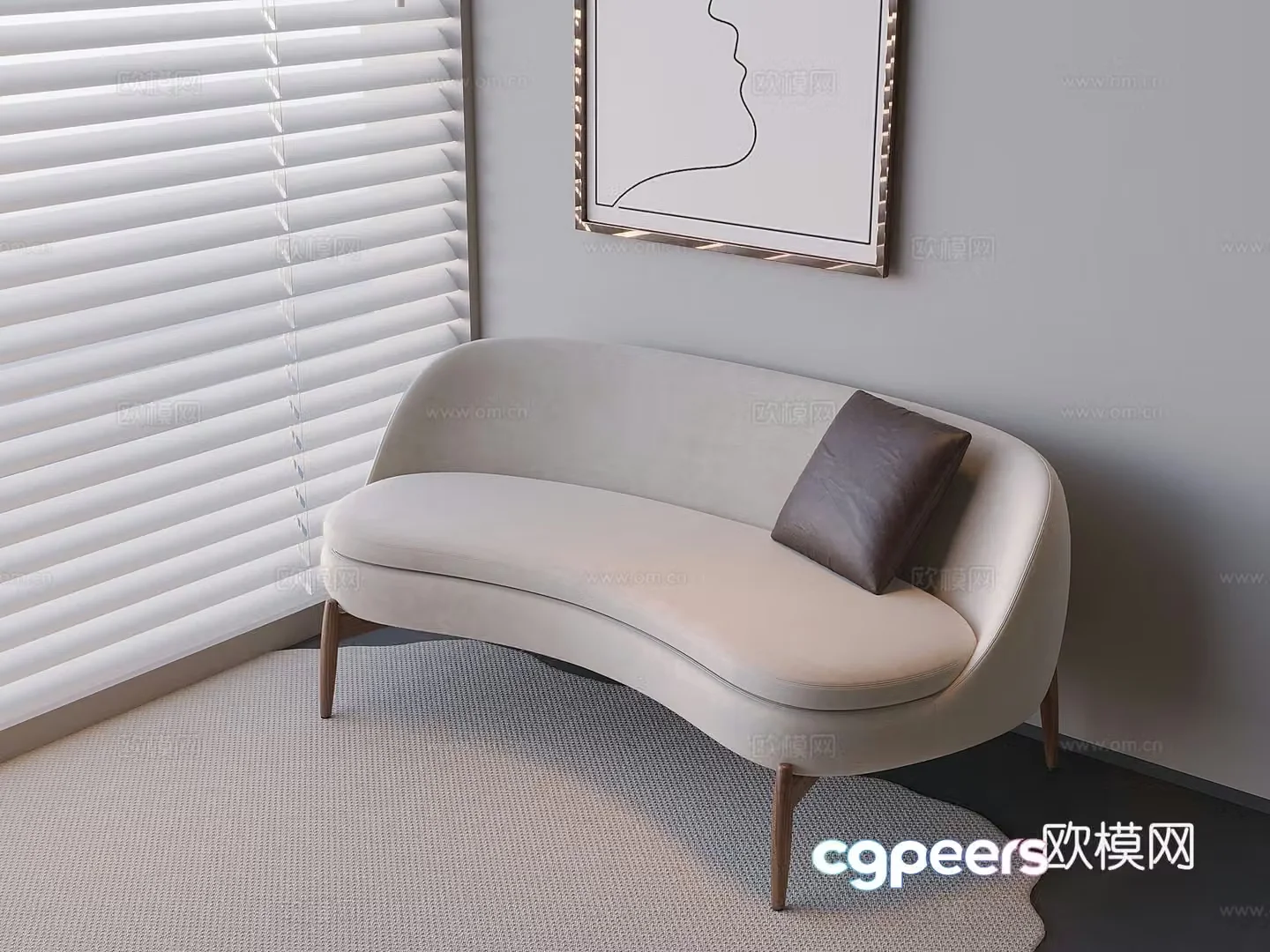 Fabric soft-pack sofa curved sofa 3D model