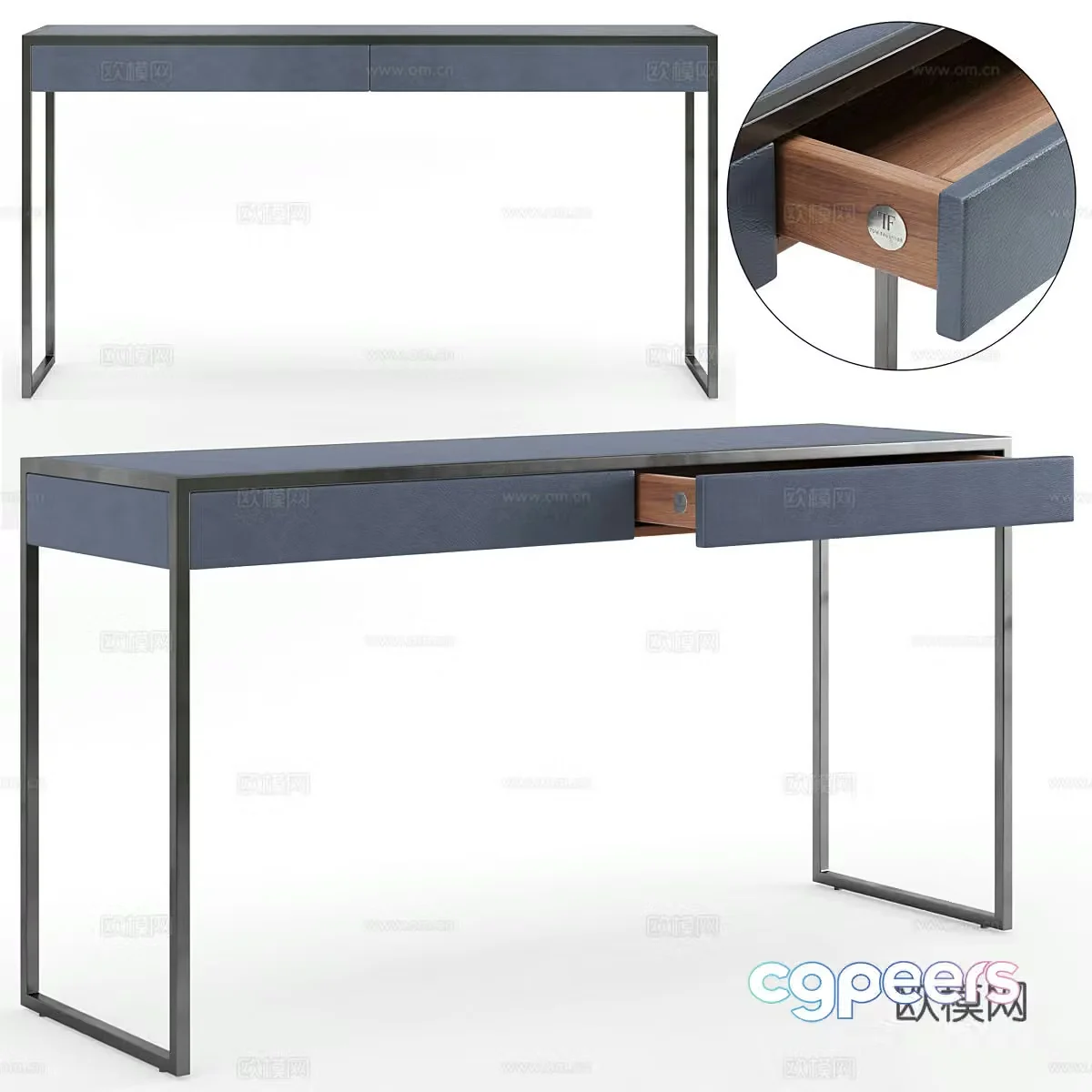 Minimalist desk office desk computer desk solid wood desk learning desk 3D model