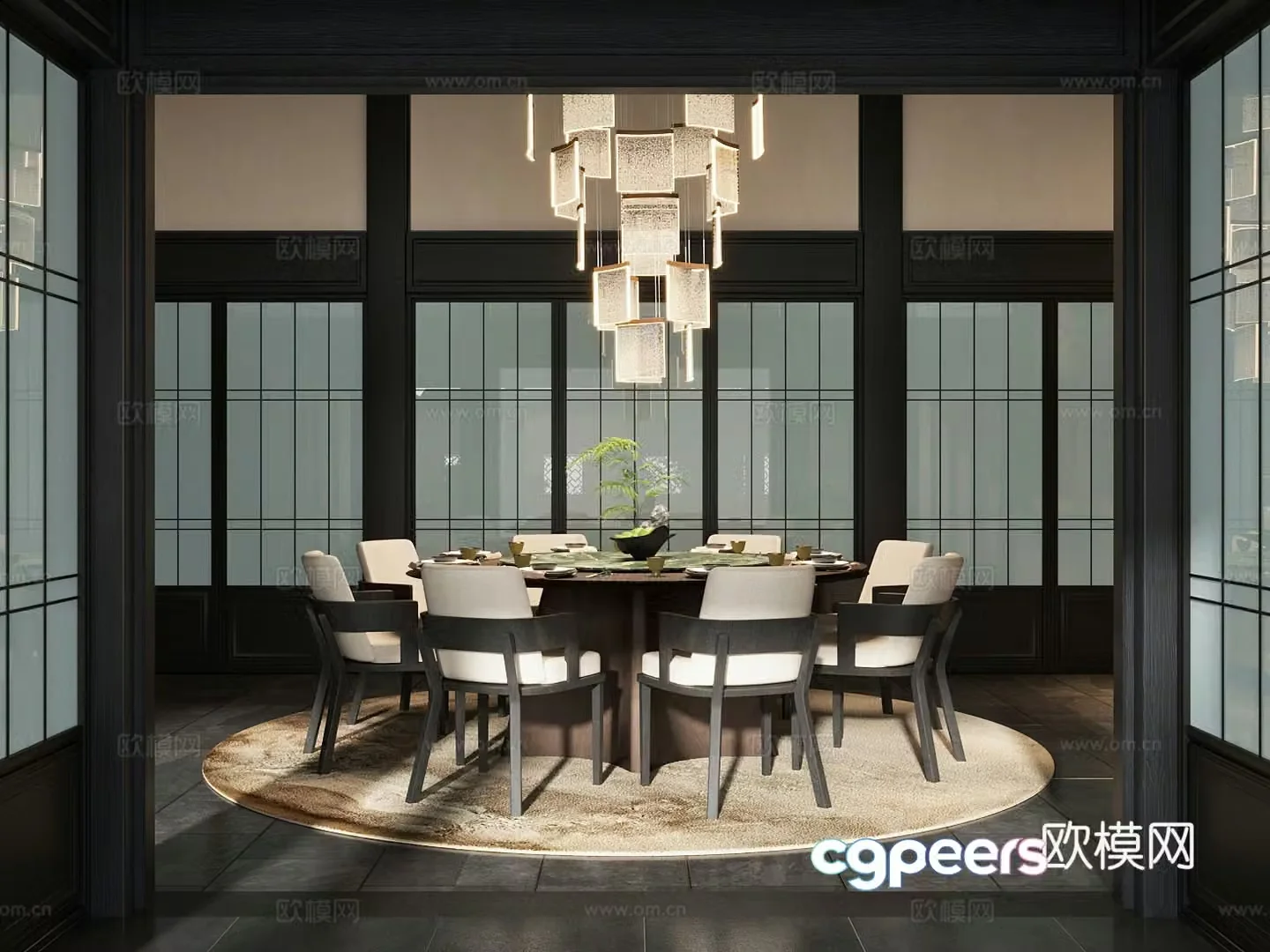 New Chinese restaurant private room private room 3D model