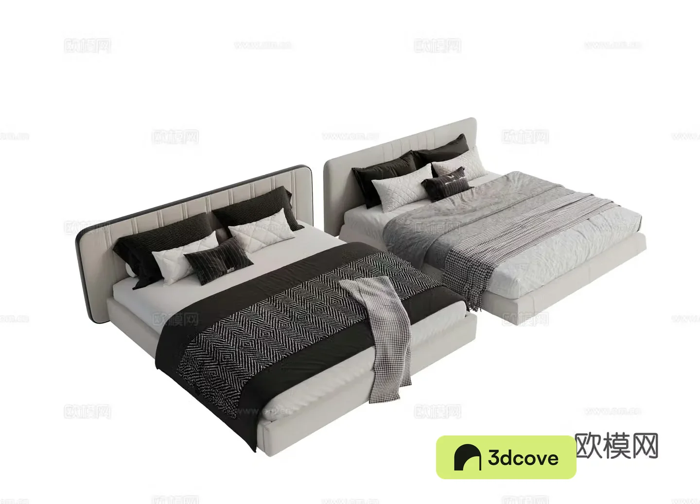 Modern fabric dual bed Main bed bedroom minimalist bed Minotti Modern dual bed