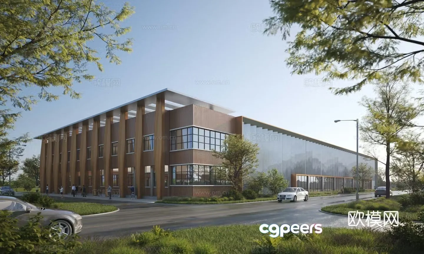 3D model of factory office building industrial park