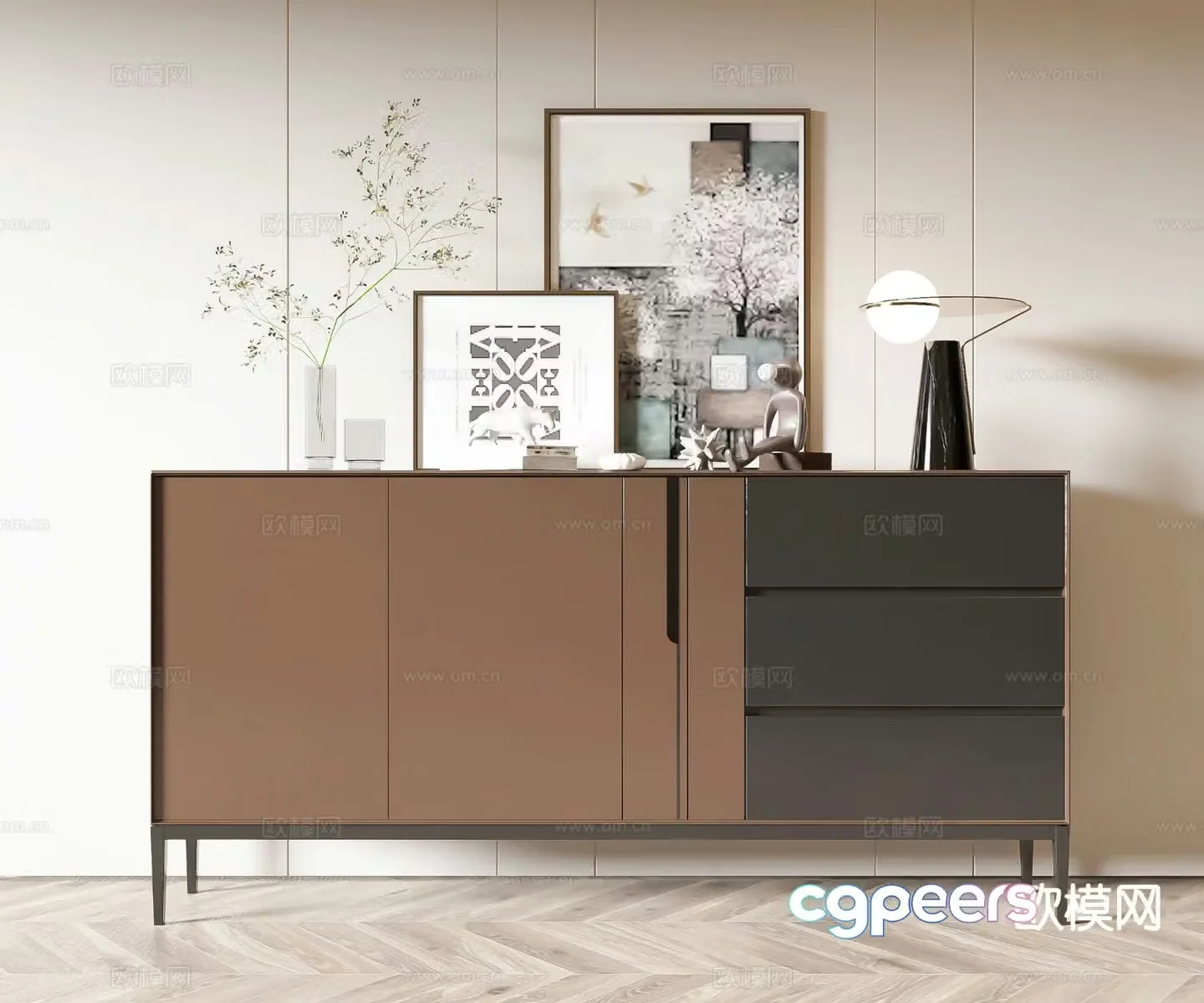 Modern side cabinet entrance cabinet 3d model