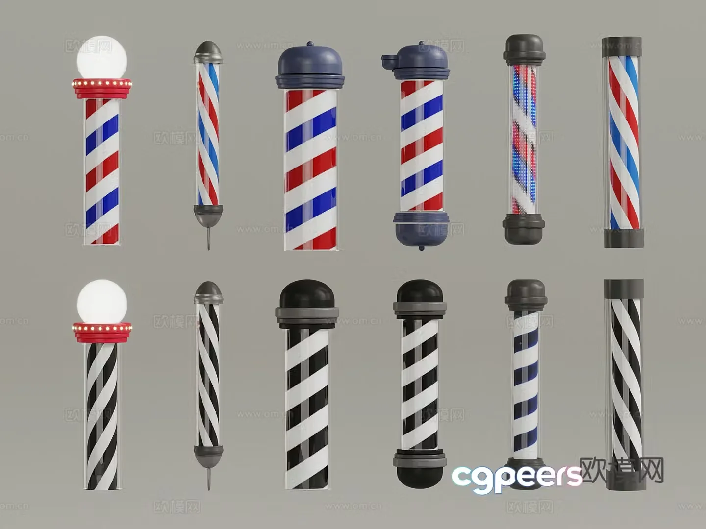 Modern hair salon lights barber shop 3d model
