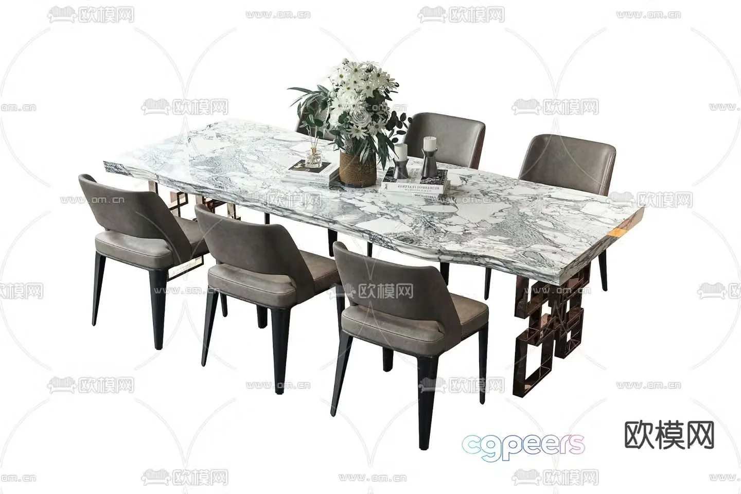 Pertica modern bar dining table and chairs 3d model