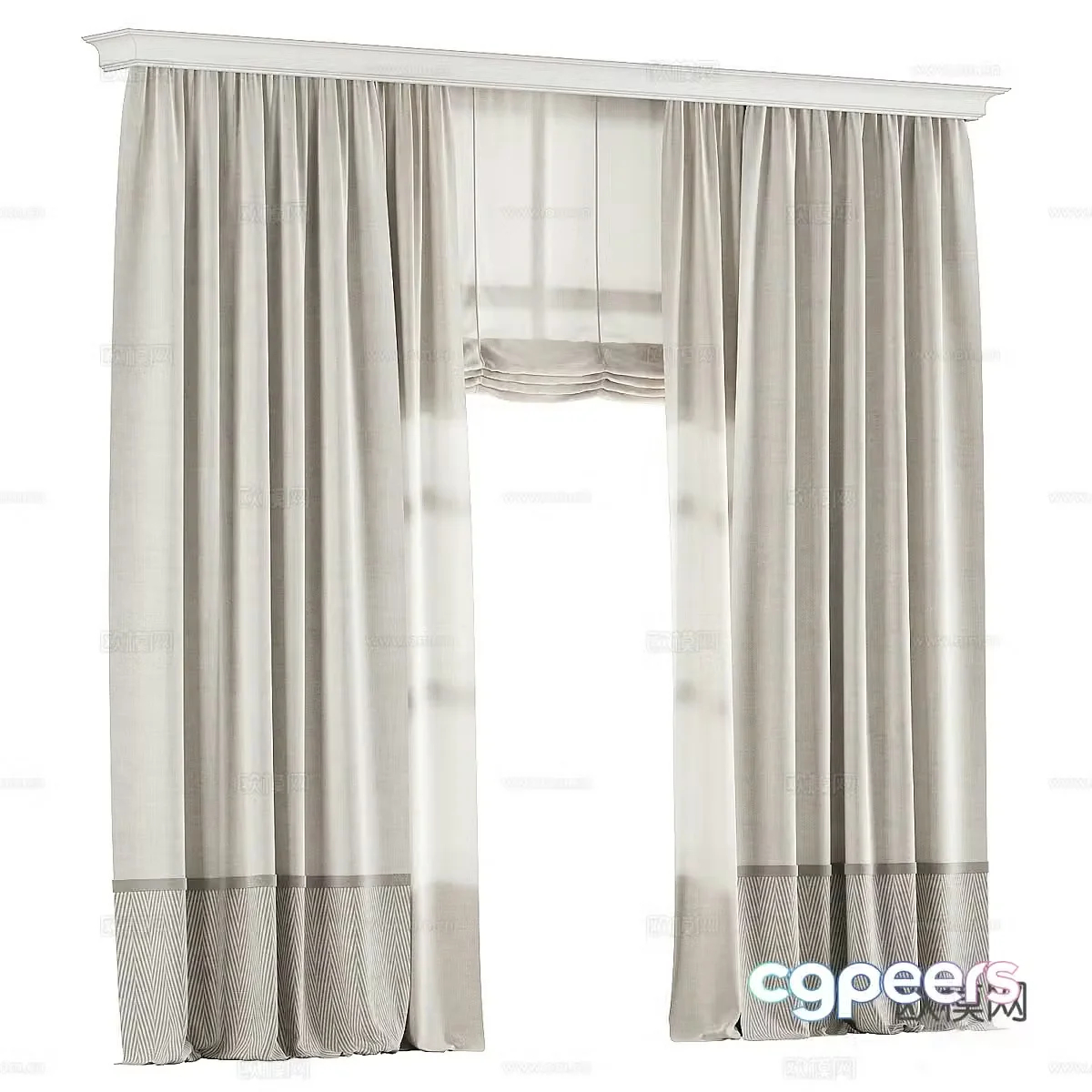 New Chinese style fabric curtain 3D model
