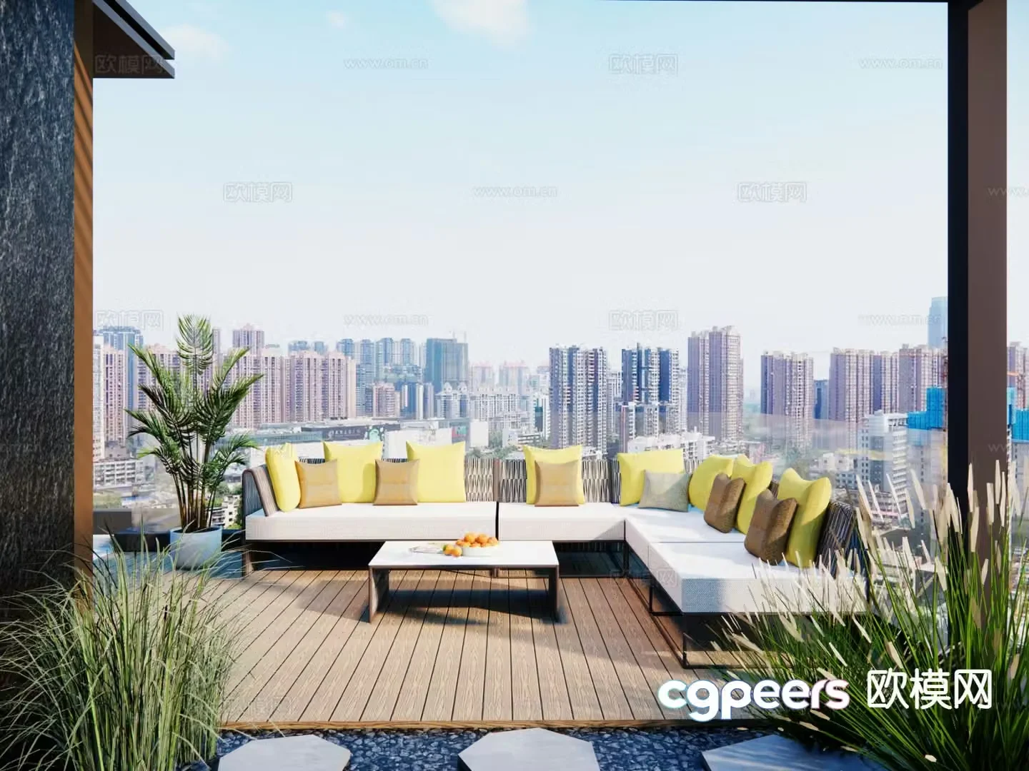 Modern rooftop sofa patio sofa outdoor sofa 3d model