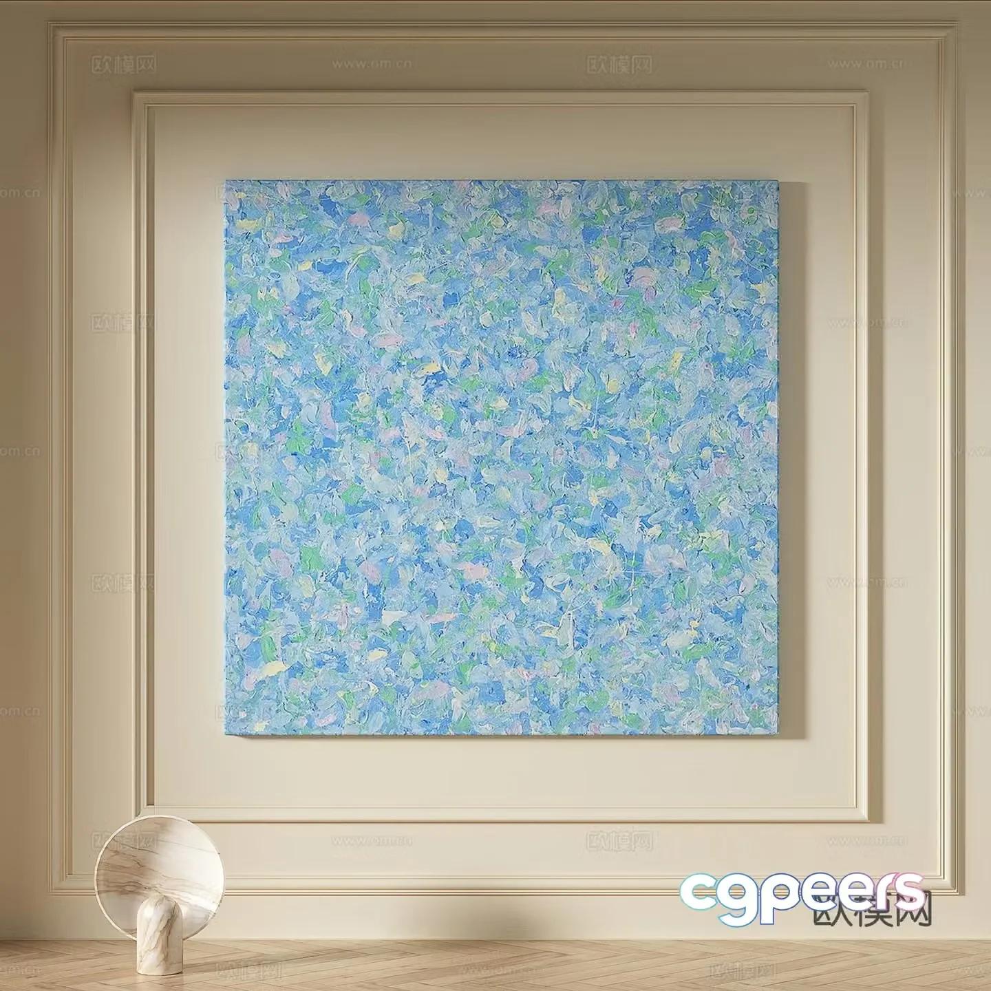Modern simple texture abstract light luxury wasabi three-dimensional decorative painting 3d model