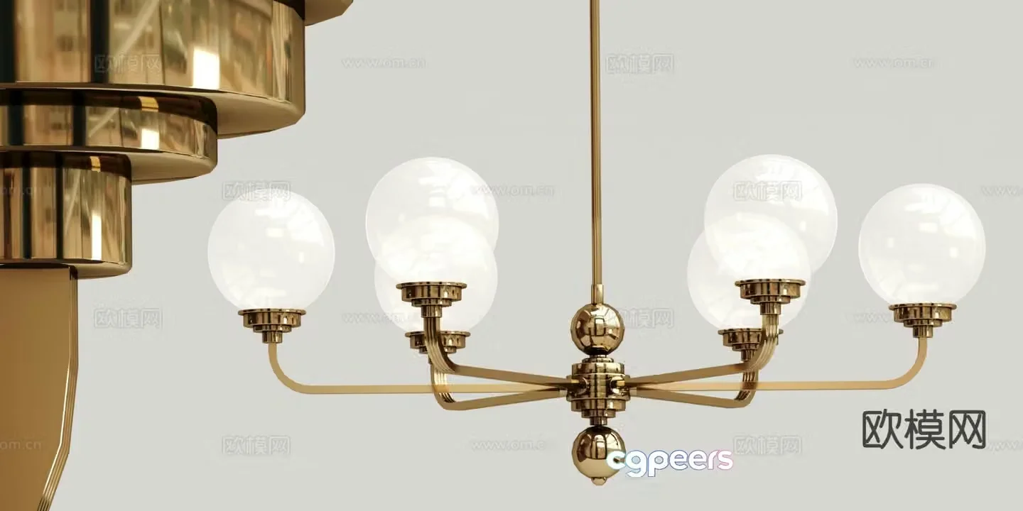 Light luxury multi-head chandelier 3D model