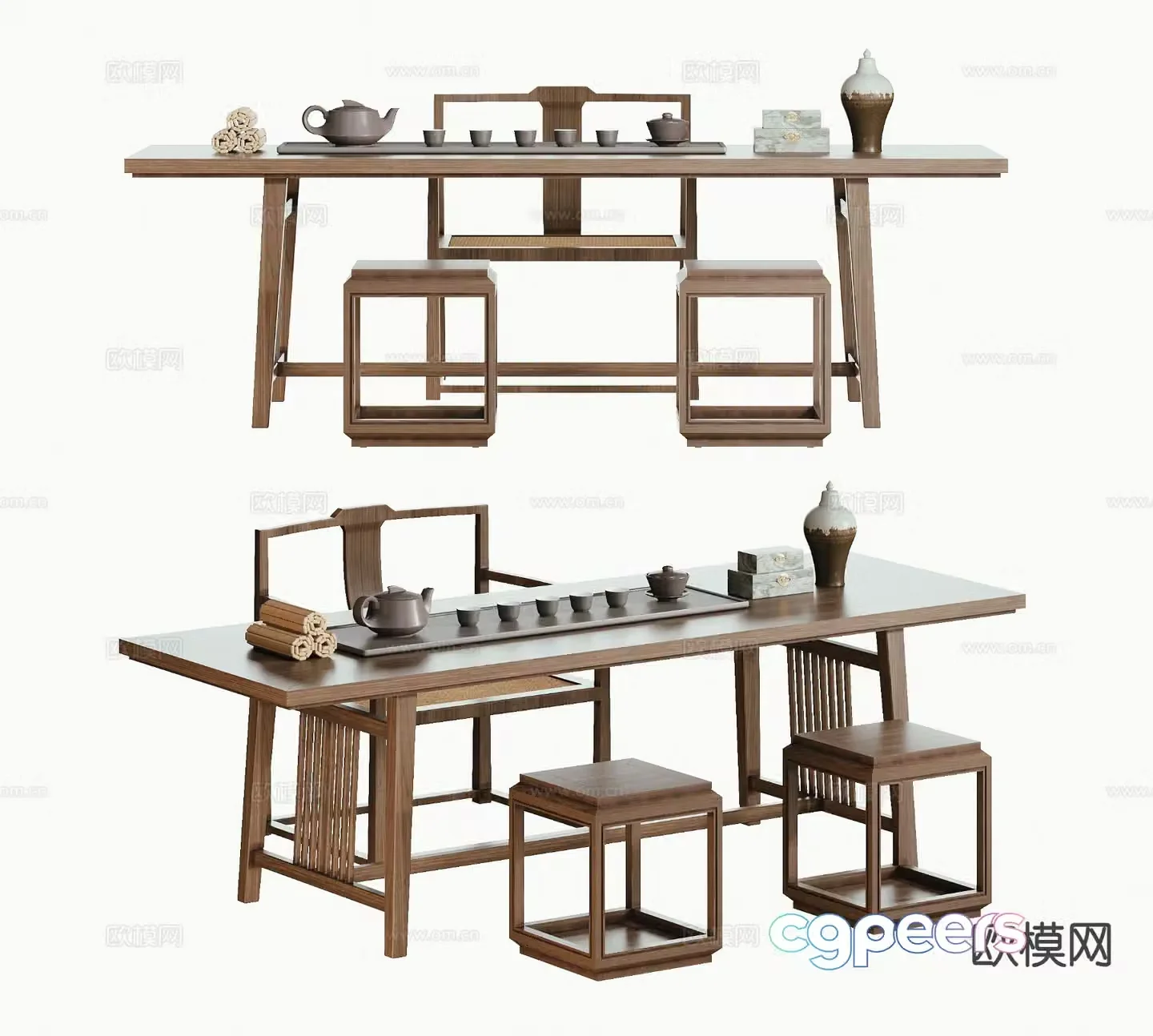 New Chinese style tea table tea table 3d model