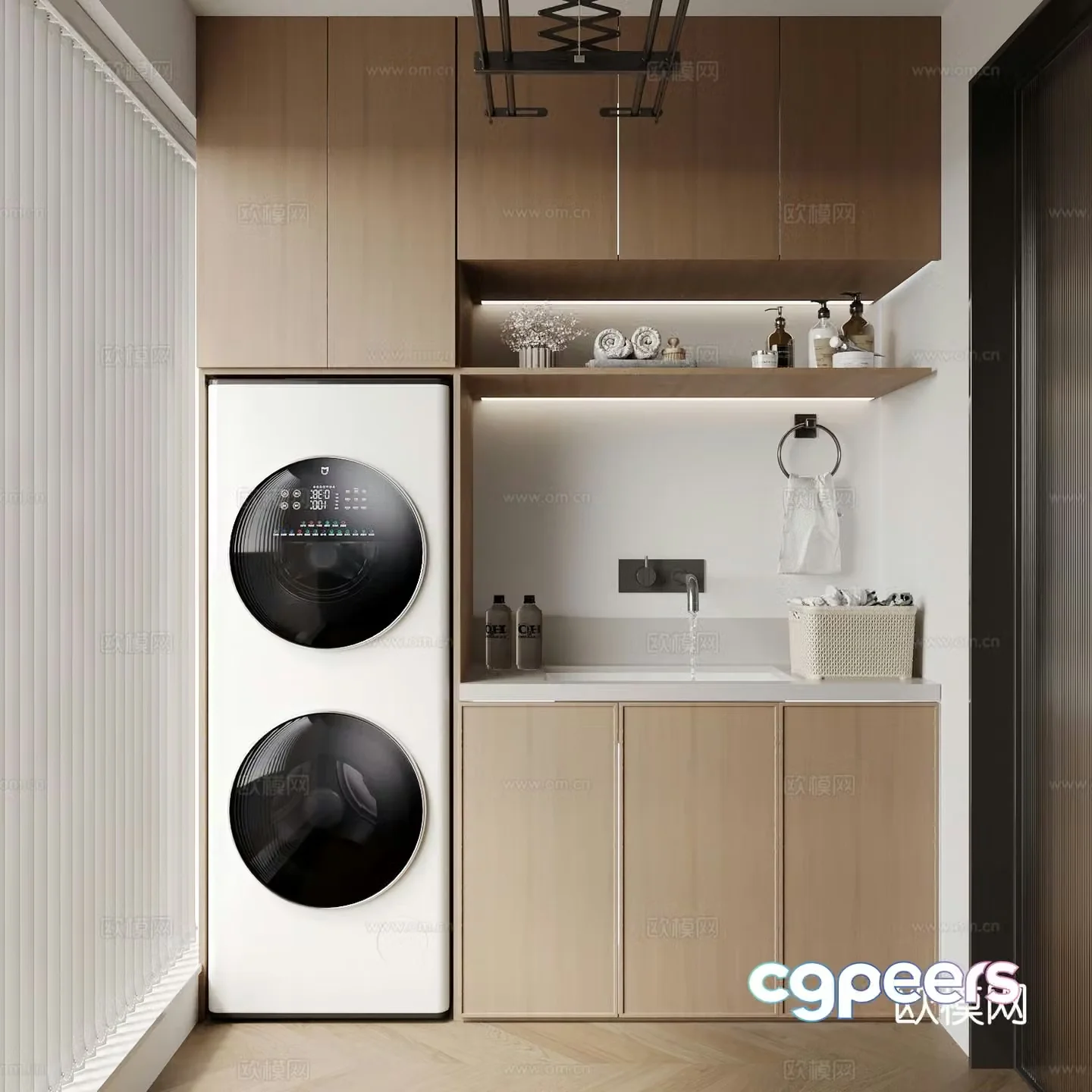 Modern balcony laundry room 3d model