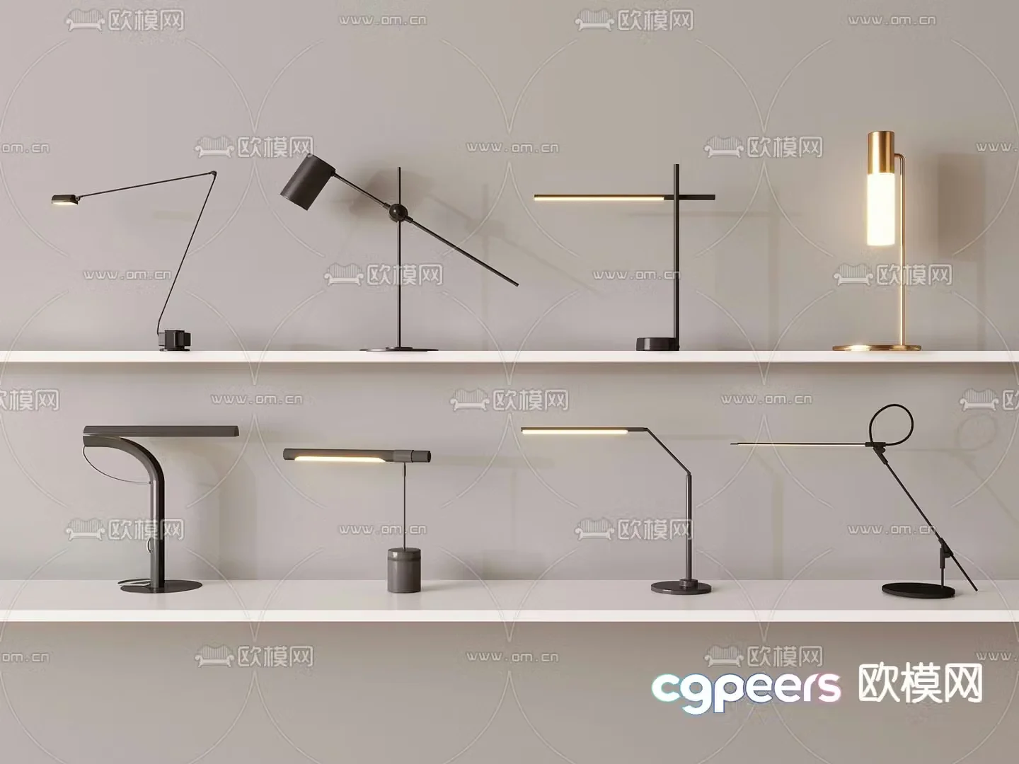 Modern reading lamp line desk lamp 3d model