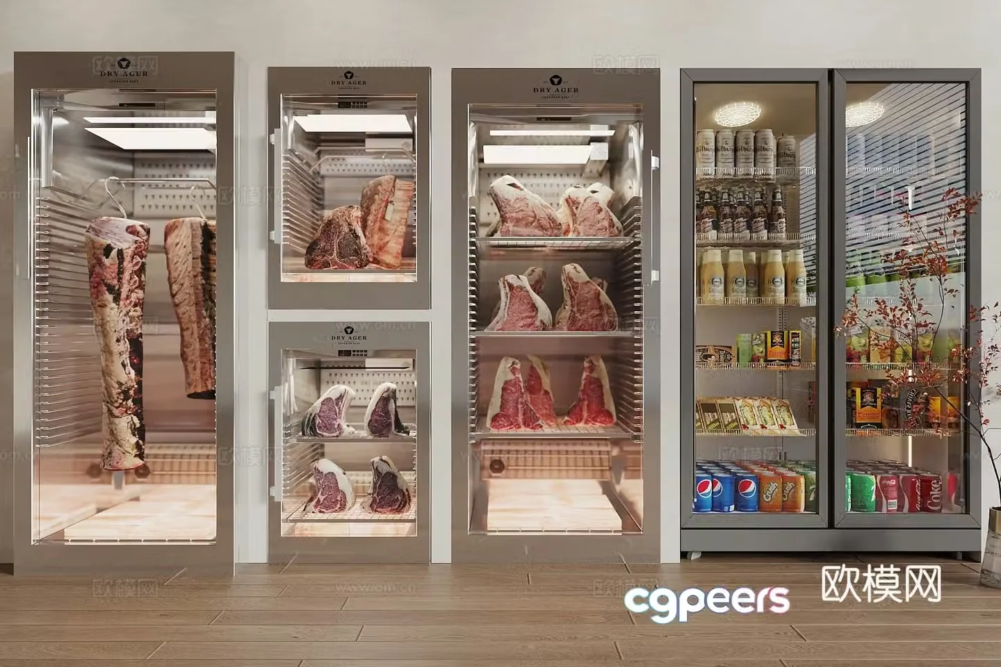 Modern style freezer cabinet freezer fresh meat cabinet freshness cabinet freezer refrigerator freezer 3D model
