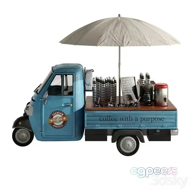 3ds Max Free – Foodtruck coffee blue set 7