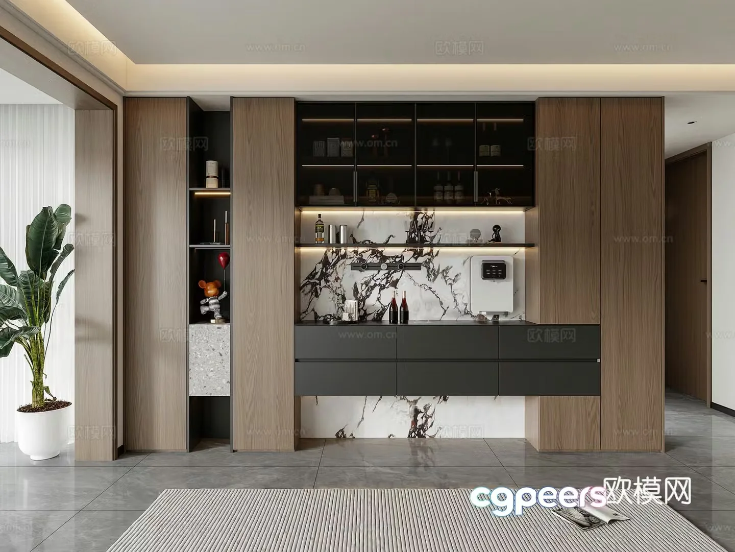Modern Italian sideboard Restaurant sideboard Wine sideboard Tea cabinet Dining cabinet 3D model
