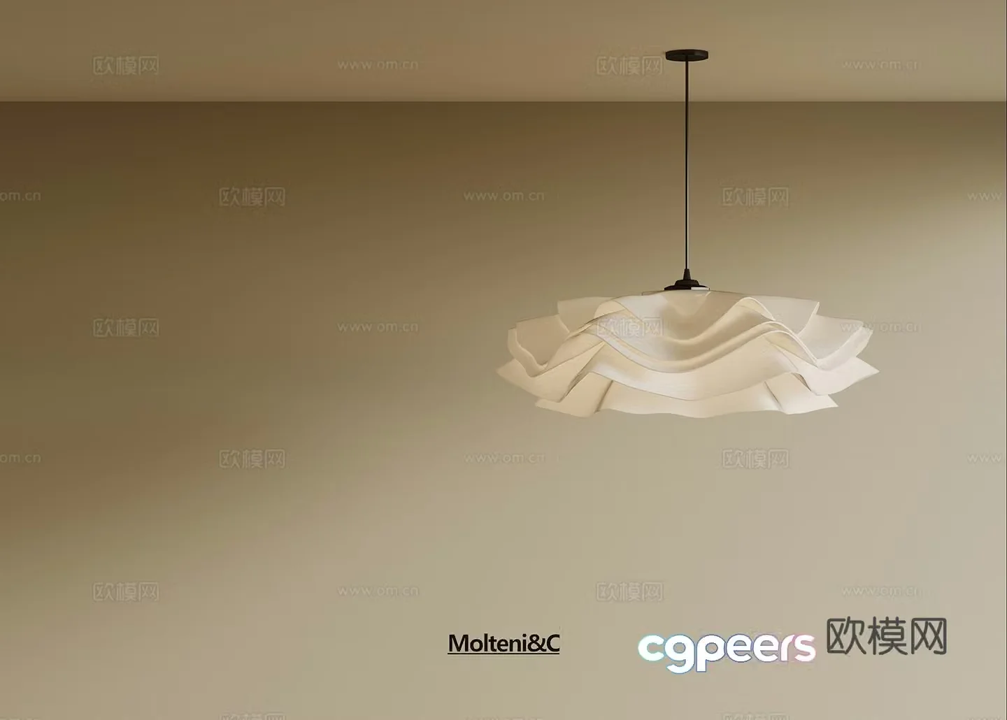 French Creamy Chandelier Restaurant Chandelier 3D Model