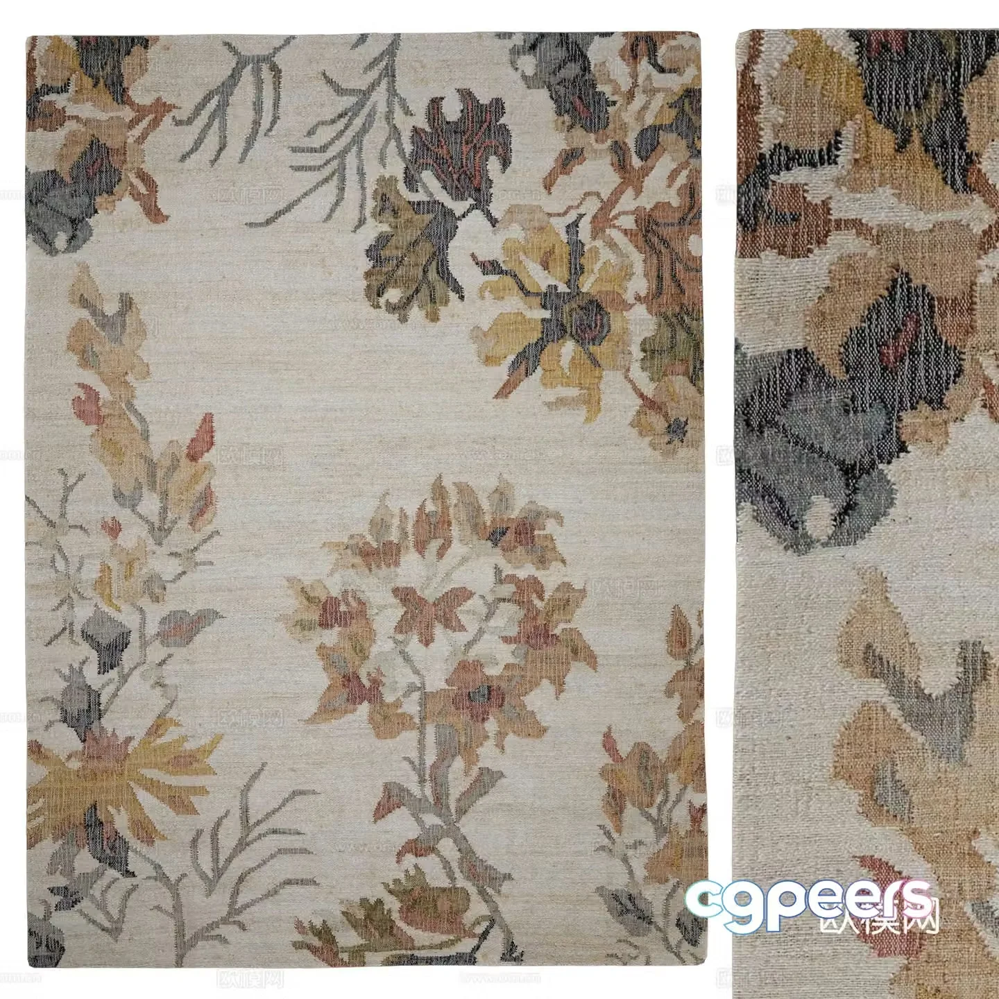 New Chinese style carpet floral carpet 3d model
