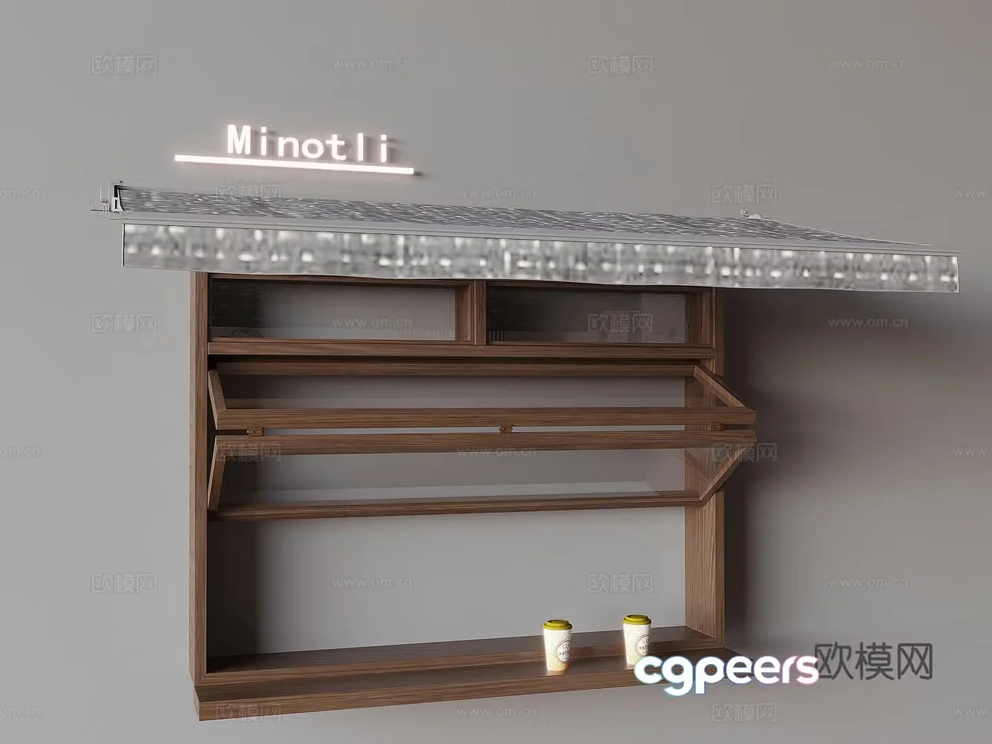 Showcase Coffee Window Folding Window 3D Model
