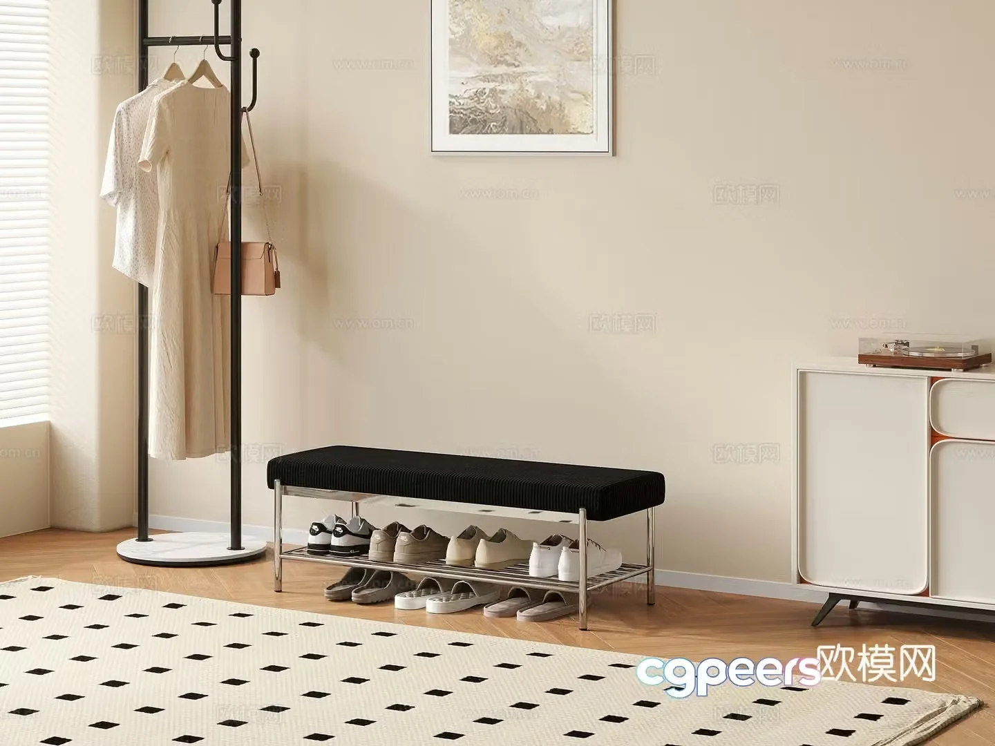 Modern style living room furniture shoe changing stool shoes 3d model